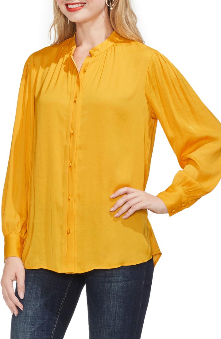 Women's Vince Camuto Pintuck Rumple Blouse - Yellow