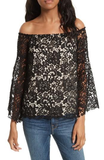 Women's Alice + Olivia Prena Lace Off The Shoulder Top - Black