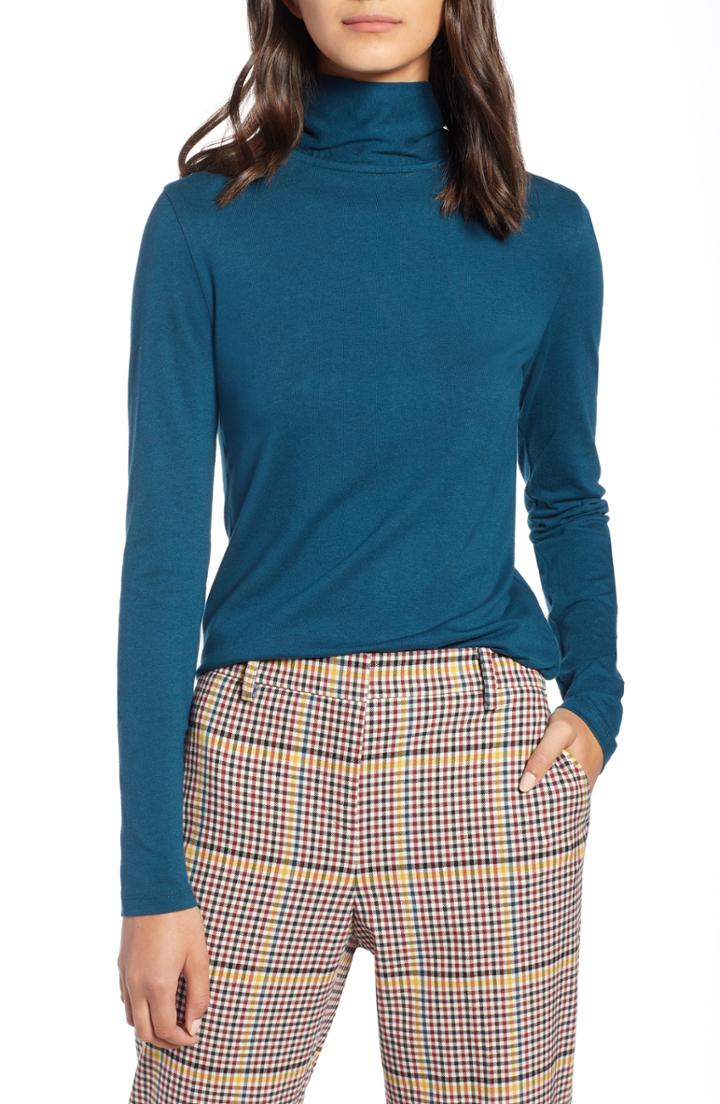 Women's Bp. Lettuce Hem Fleece Pullover, Size - Red