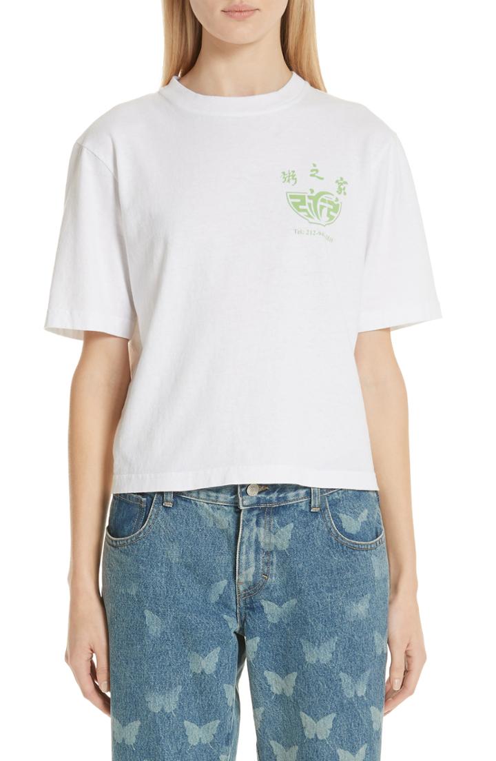 Women's Sandy Liang Congee Village Chinese Menu Tee - White