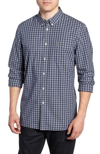 Men's Lacoste Slim Fit Check Sport Shirt Eu - Blue