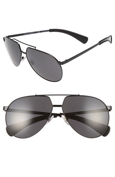 Women's Dolce & Gabbana 61mm Aviator Sunglasses - Black/ Gunmetal