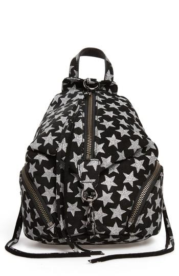 Rebecca Minkoff Mini Julian Metallic Star Nubuck Leather Convertible Backpack - Black