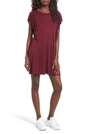 Women's Socialite Ruffle Sleeve T-shirt Dress - Purple