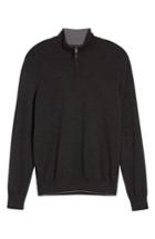 Men's Thomas Dean Merino Wool Blend Quarter Zip Sweater, Size - Grey