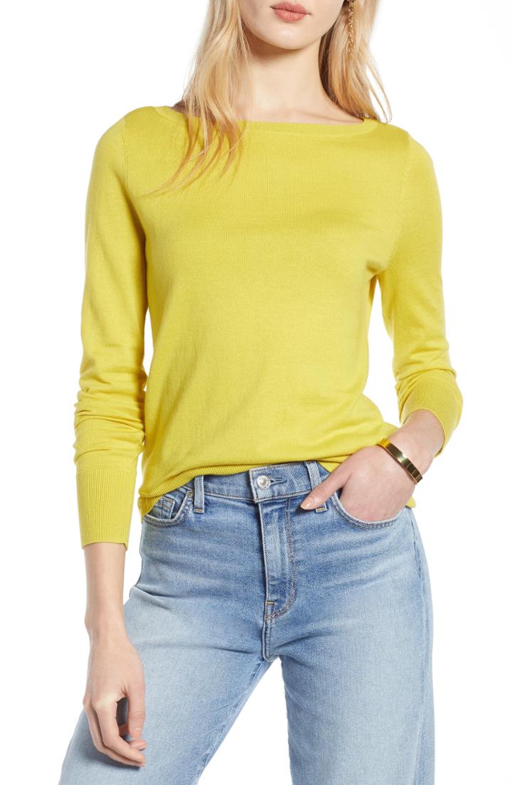 Women's Halogen Bateau Neck Sweater - Green