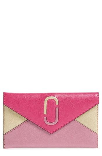 Women's Marc Jacobs Double-j Saffiano Leather Pouch - Pink