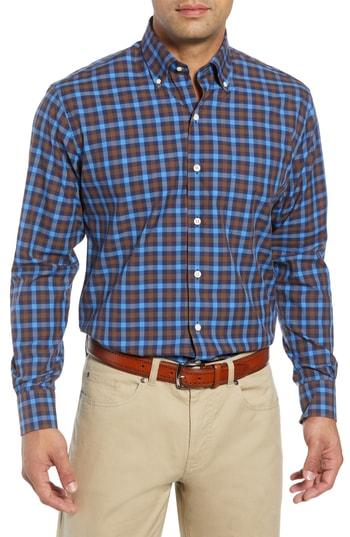 Men's Peter Millar Moorland Regular Fit Check Sport Shirt - Blue
