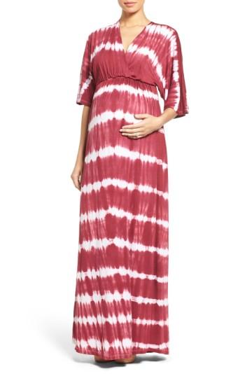 Women's Fillyboo 'dream Shakey' Tie Dye Maternity Maxi Dress - Burgundy