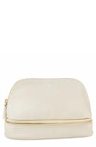 Cathy's Concepts Monogram Faux Leather Cosmetics Case, Size - Pebbled Grey X