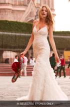Women's Watters Thais Beaded Silk Lace Trumpet Gown, Size - Ivory