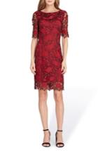Women's Tahari Lace Overlay Sheath Dress - Red