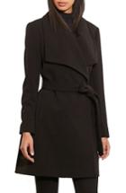 Petite Women's Lauren Ralph Lauren Belted Drape Front Coat P - Black