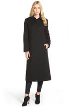 Women's Fleurette Point Collar Long Cashmere Coat - Black