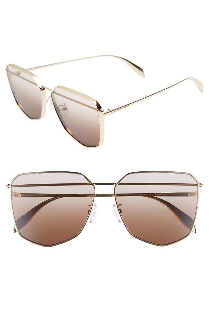 Women's Alexander Mcqueen 61mm Oversize Sunglasses - Gold