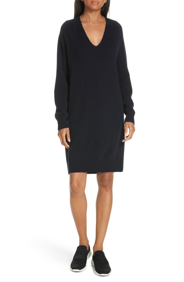 Women's Vince Deep V-neck Sweater Dress - Blue
