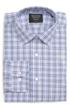 Men's Nordstrom Men's Shop Traditional Fit Non-iron Plaid Dress Shirt - 32/33 - Purple