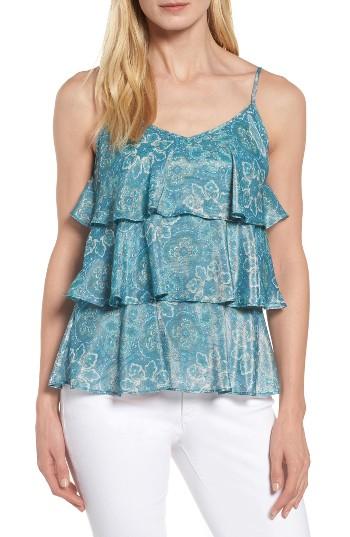 Petite Women's Bobeau Tiered Ruffle Tank P - Pink