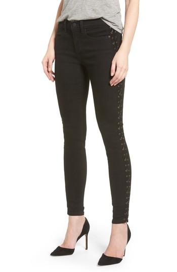 Women's Sp Black Lace-up Skinny Jeans