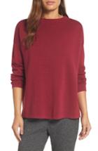 Women's Eileen Fisher Mock Neck Box Silk & Organic Cotton Sweater, Size - Red
