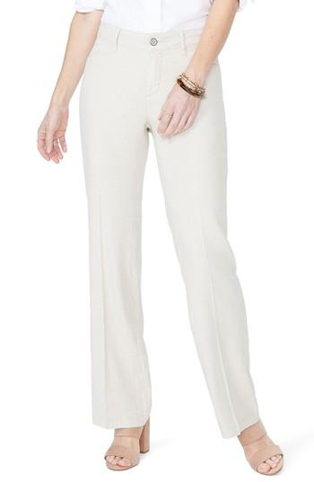 Women's Nydj Linen Trousers - Beige