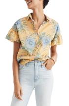 Women's Madewell Ruffle Sleeve Button Down Shirt, Size - Yellow