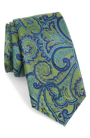 Men's Nordstrom Men's Shop Avalon Paisley Silk Tie, Size X-long - Green