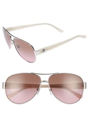 Women's Tory Burch 60mm Aviator Sunglasses - Silver