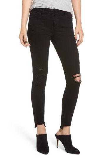 Women's Dl1961 Emma Ripped Low Rise Step Hem Skinny Jeans - Black