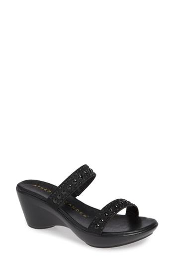 Women's Athena Alexander Beguine Stud Embellished Slide Sandal M - Black