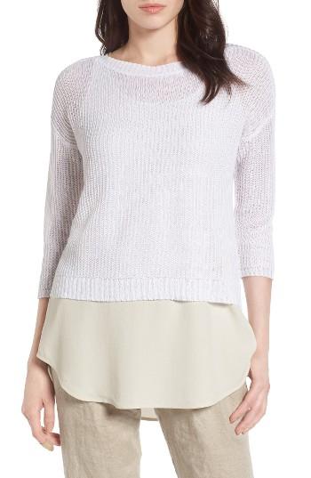 Women's Eileen Fisher Boxy Organic Linen Top, Size - White