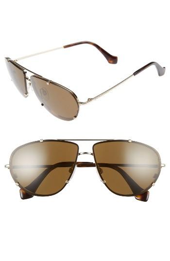 Women's Balenciaga 62mm Aviator Sunglasses - Pale Gold/ Dark Havana/ Roviex