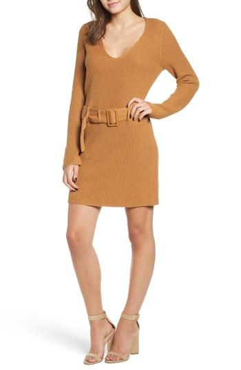 Women's Leith Belted Sweater Dress, Size - Brown