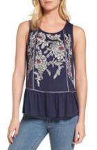 Women's Thml Embroidered Knit Peplum Top - Blue