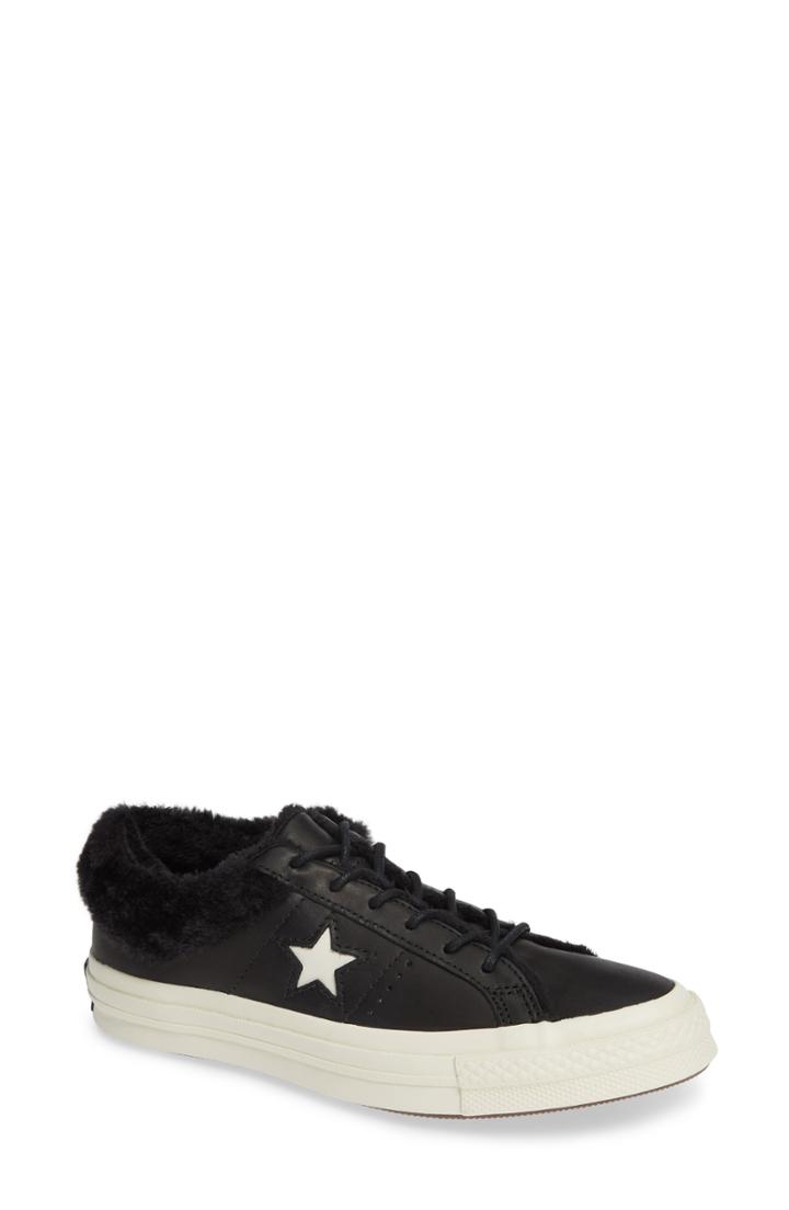 Women's Converse One Star Street Warmer Faux Fur Lined Low Top Sneaker .5 M - Black