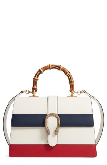 Gucci Large Dionysus Top Handle Leather Shoulder Bag - White