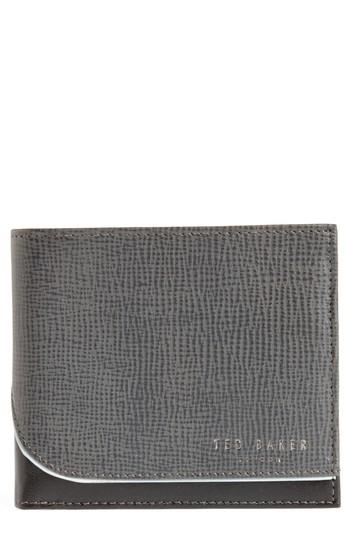 Men's Ted Baker London Roller Textured Leather Wallet - Grey