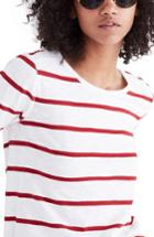 Women's Madewell Whisper Cotton Stripe Long Sleeve Tee, Size - White