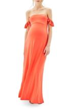 Women's Topshop Ruffle Strapless Maternity Maxi Dress Us (fits Like 0-2) - Coral
