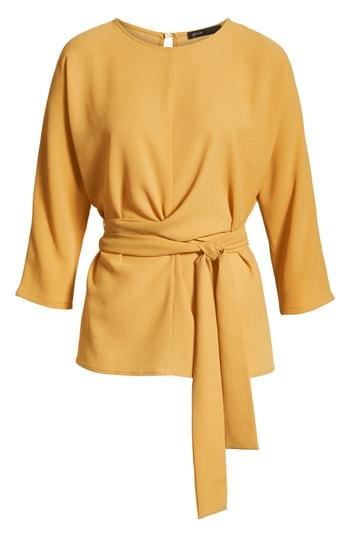 Women's Gibson Dolman Sleeve Tie Back Stretch Crepe Blouse - Yellow