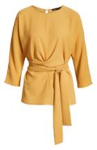 Women's Gibson Dolman Sleeve Tie Back Stretch Crepe Blouse - Yellow