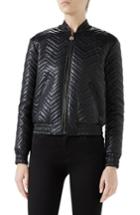 Women's Gucci Quilted Leather Bomber Jacket Us / 40 It - Black