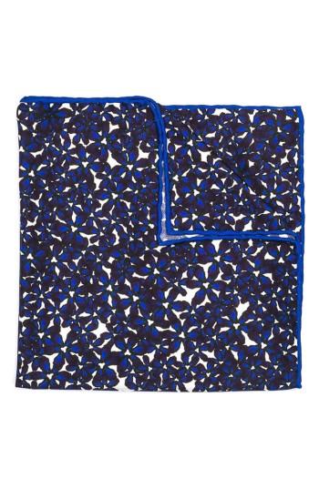 Men's Hook + Albert Bright Floral Silk Pocket Square, Size - Blue