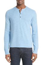 Men's Rag & Bone Gregory Wool Blend Henley Sweater, Size - Blue