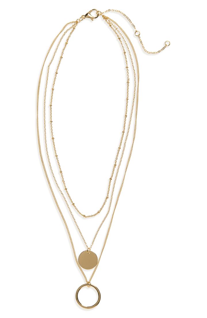 Women's Bp. Layered Disc & Hoop Necklace