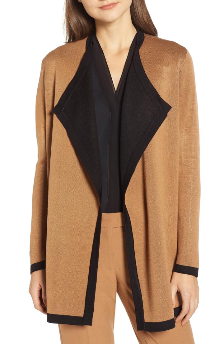 Women's Anne Klein Colorblock Drapey Cardigan - Beige