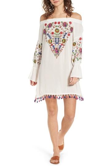 Women's Raga Wildflower Embroidered Off The Shoulder Dress - White