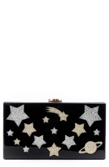 Like Dreams Glitter Star Box Clutch - Black