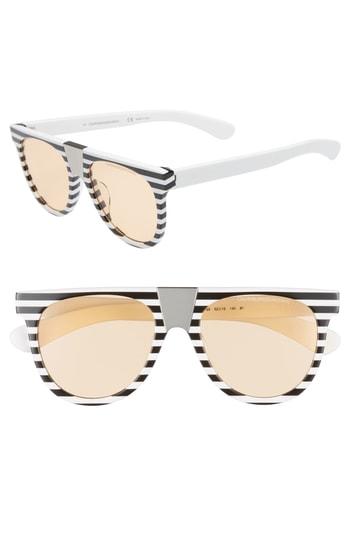 Women's Calvin Klein 52mm Flat Top Sunglasses - White/ Black Stripes