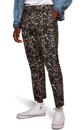 Men's Topman Tapered Fit Snakeskin Print Pants